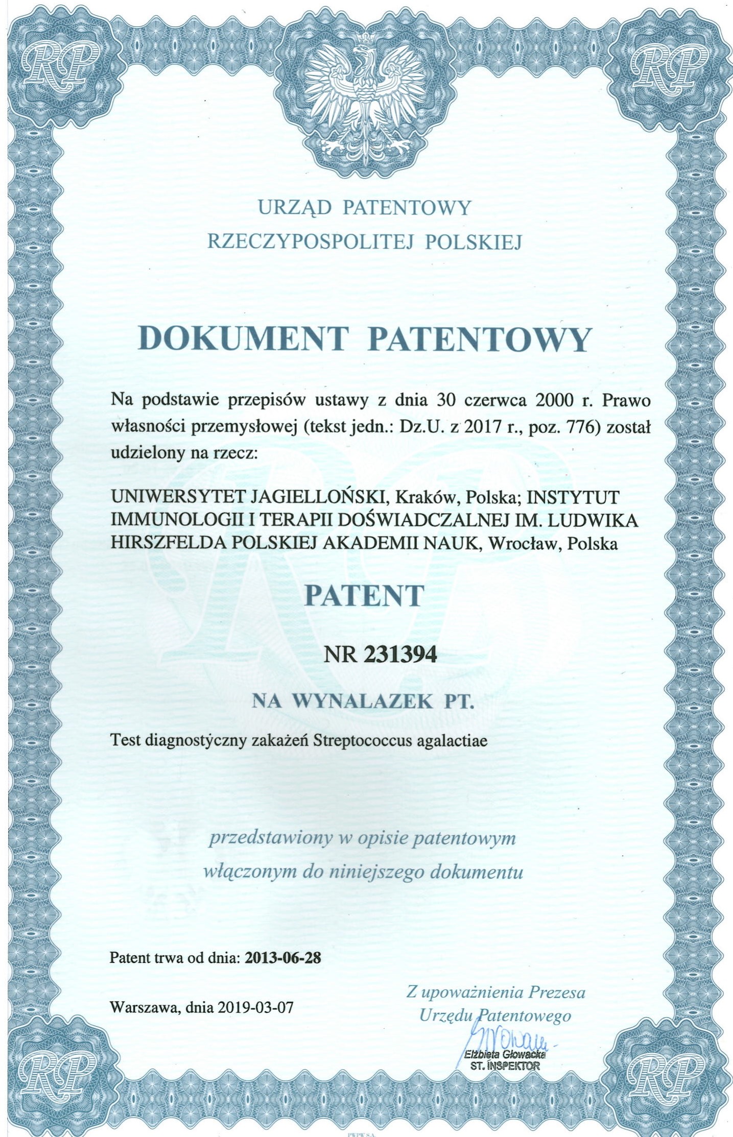 Zdjęcie dokumentu patentowego
